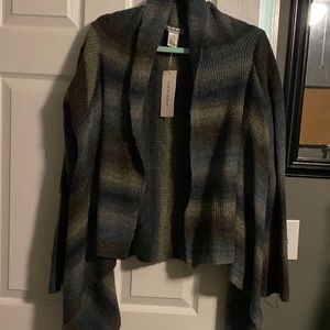 Blues & grays open front sweater size Large